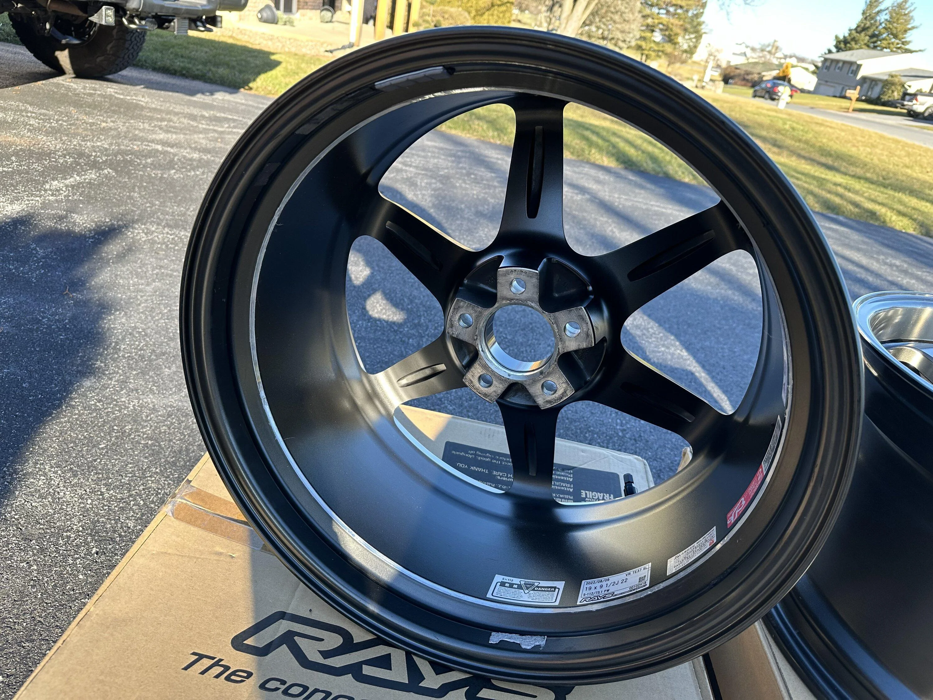 Rays Volk TE37 SL Pressed Double Black w/ Boxes, TPMS, & Center