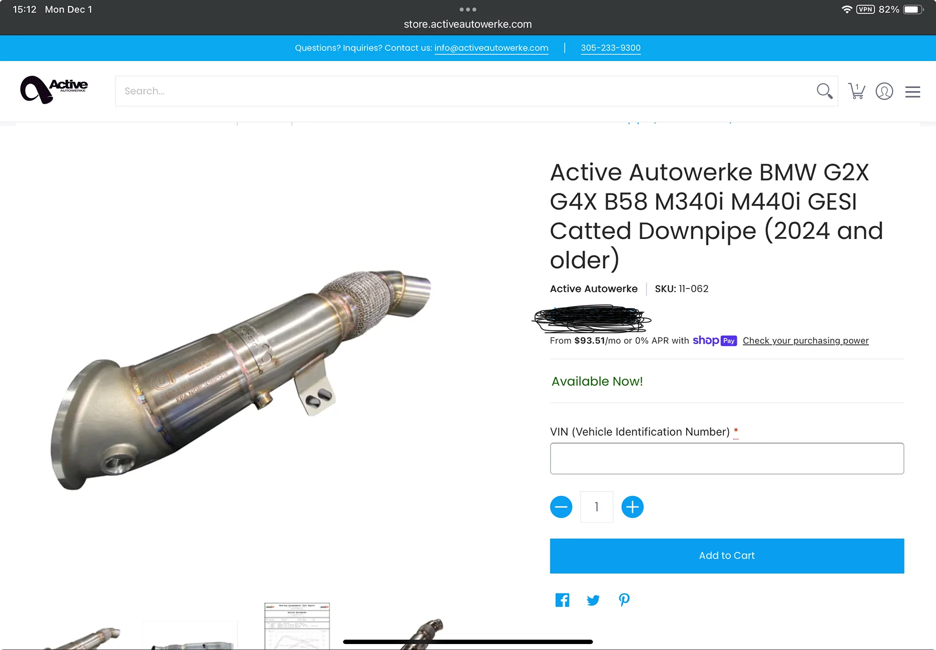 Active Autowerke BMW G20 M340i Catted Downpipe.jpeg.webp