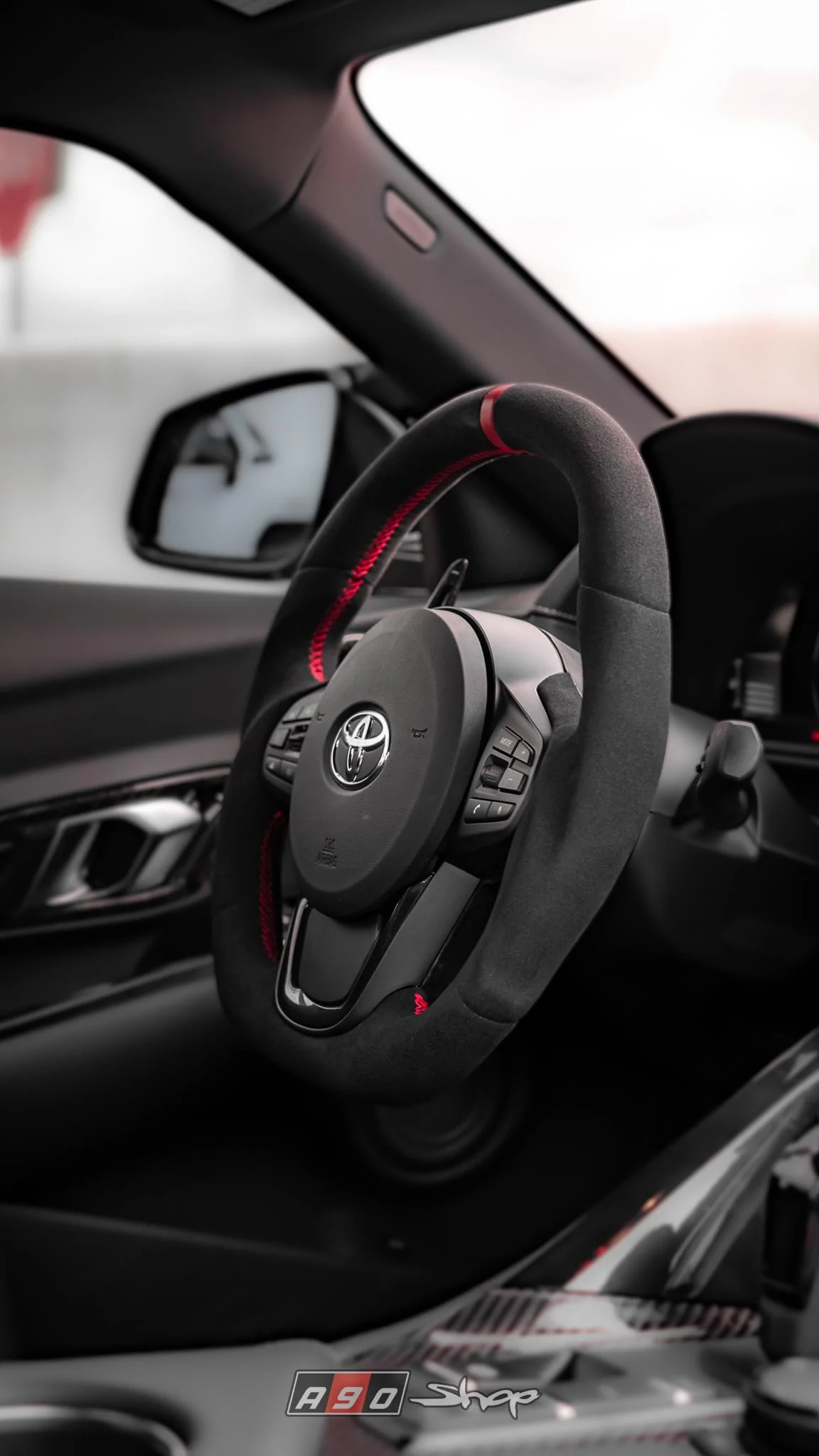 Rexpeed Black Suede Steering Wheel5.webp